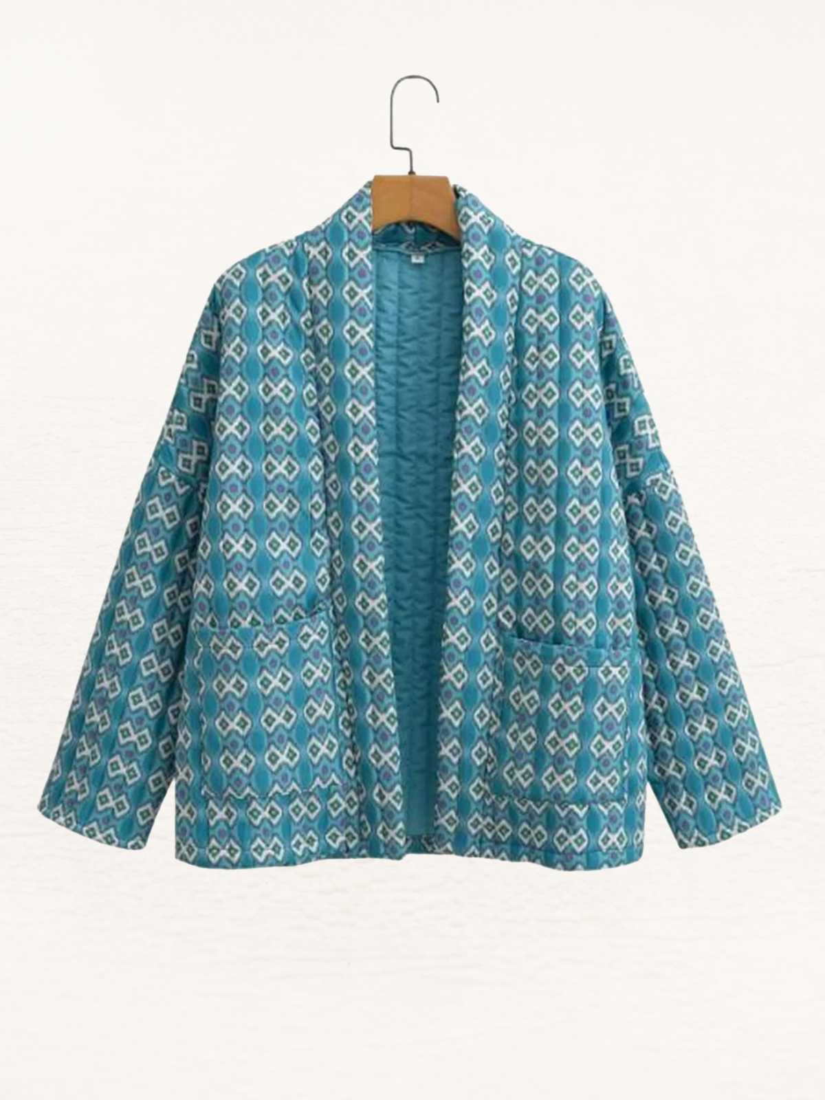 Quilted Jacket with Geometric Print and Lining
