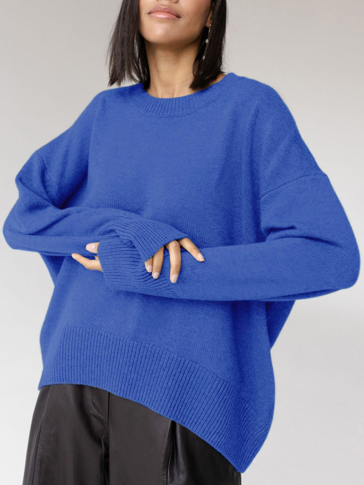 Dames oversized trui met V-hals
