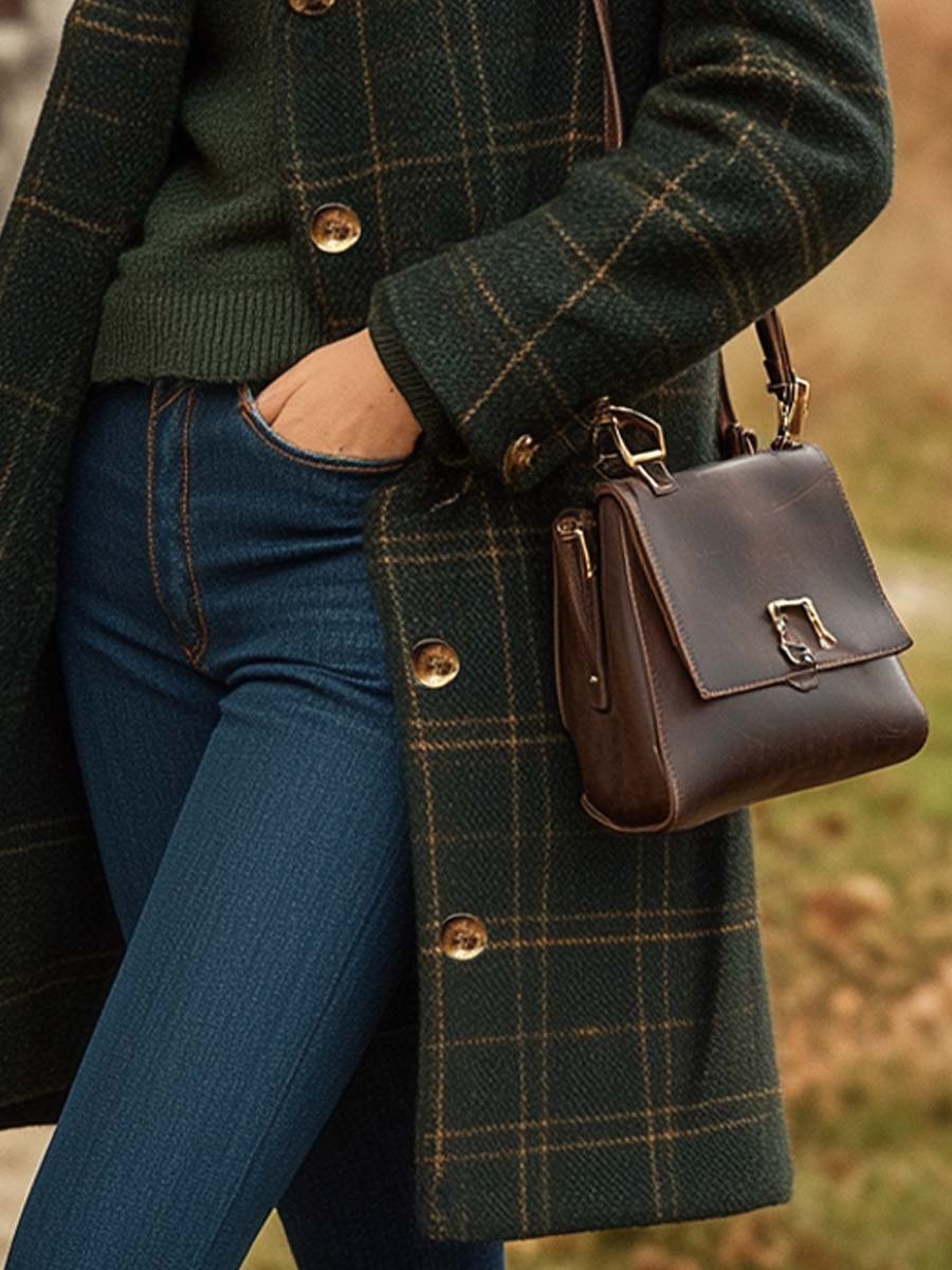 Fitted Checked Coat with Button Closure, Winter - product photo 4