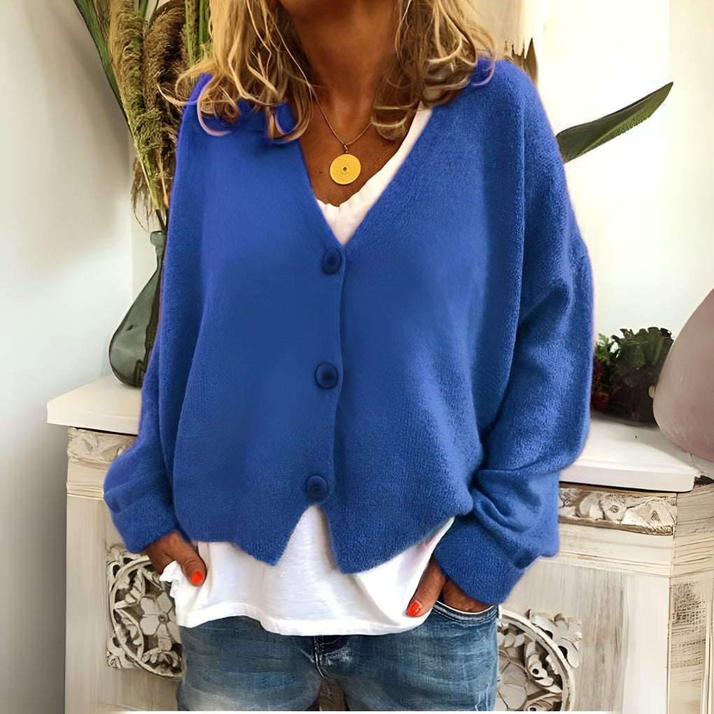 Knitted Cardigan with V-Neck and Buttons - product photo 5