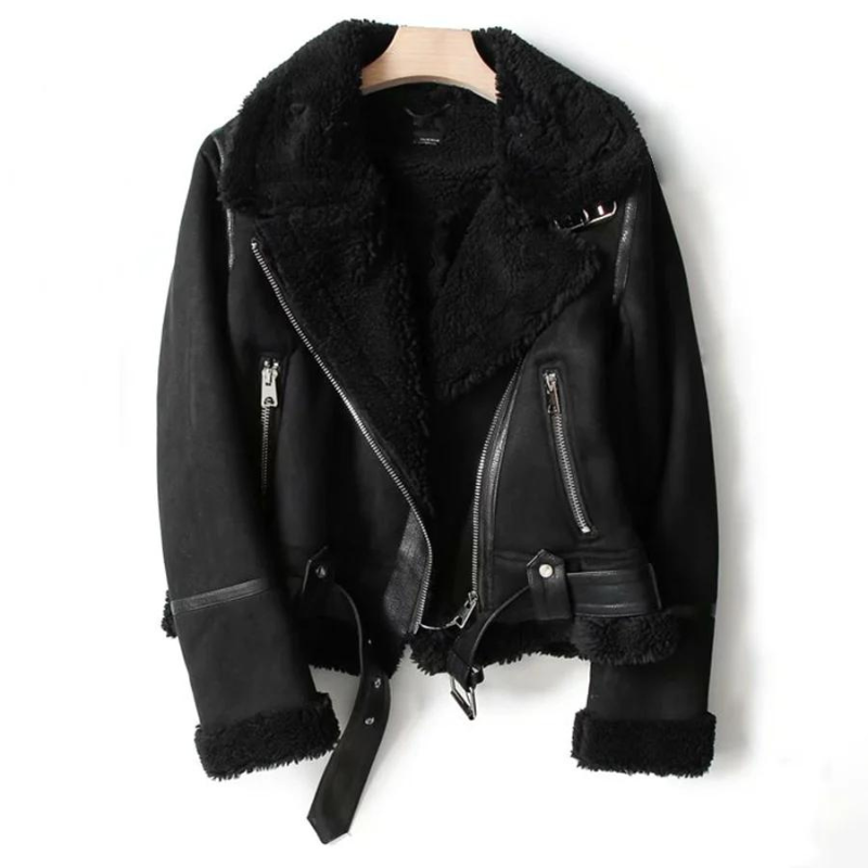 Tailored Biker Jacket with Leather-Look Finish and Teddy Lining - product photo 4