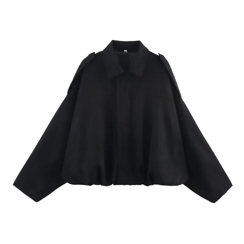 Short Jacket with Pointed Collar and Shoulder Loops