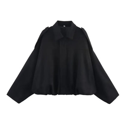 Short Jacket with Pointed Collar and Shoulder Loops