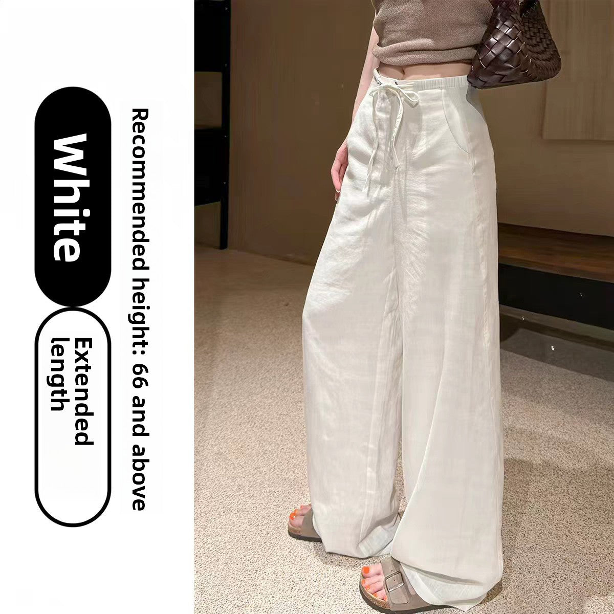 Womens High Waisted Wide Leg Linen Pants