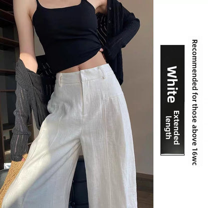 Womens High Waisted Linen Wide Leg Trousers
