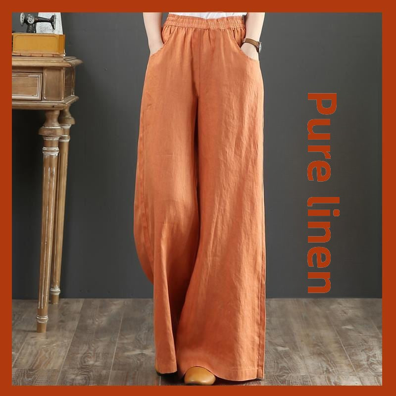 Womens Linen Cotton Wide Leg Pants