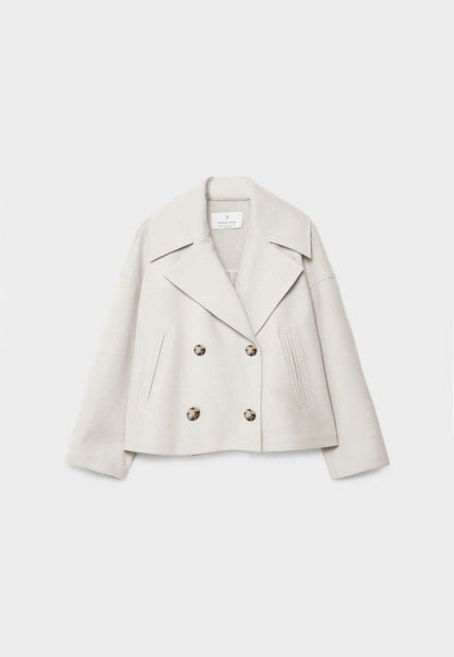 Cropped Dubbelrijige Jas in Wolmix-Look