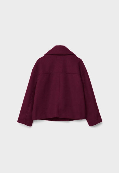 Cropped Dubbelrijige Jas in Wolmix-Look