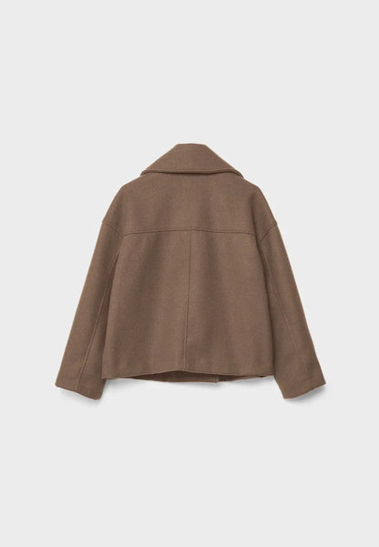 Cropped Dubbelrijige Jas in Wolmix-Look
