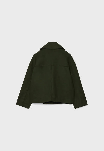 Cropped Dubbelrijige Jas in Wolmix-Look