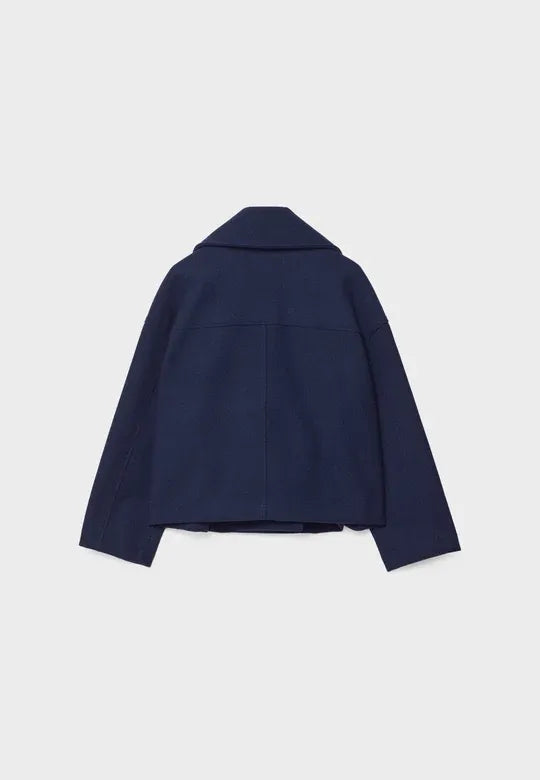 Cropped Dubbelrijige Jas in Wolmix-Look