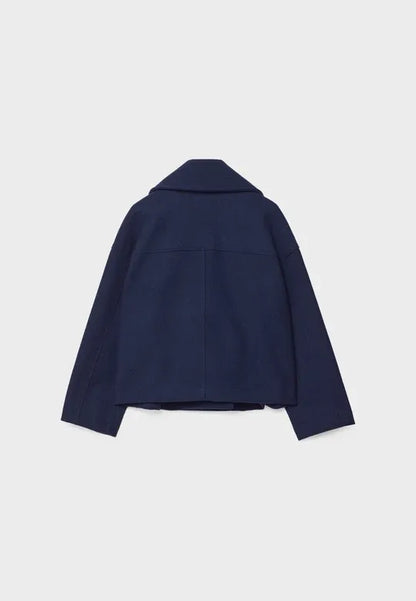 Cropped Dubbelrijige Jas in Wolmix-Look