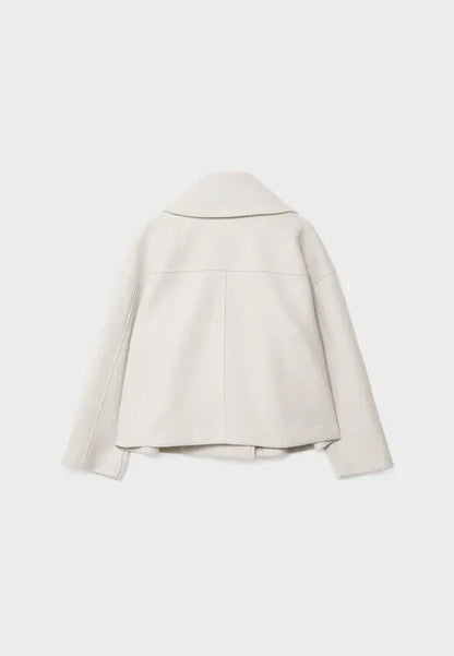 Cropped Dubbelrijige Jas in Wolmix-Look