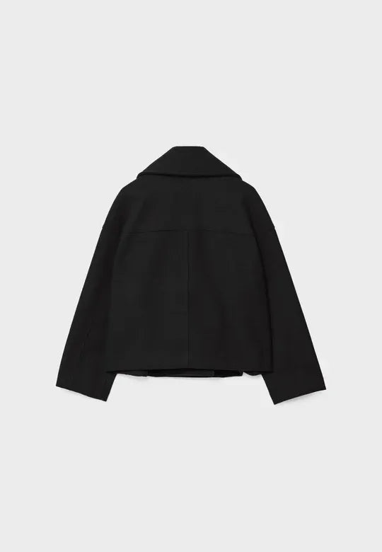 Cropped Dubbelrijige Jas in Wolmix-Look