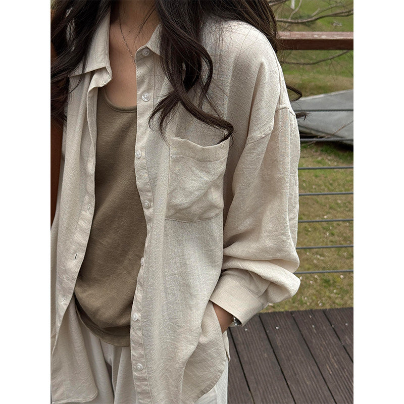 Women Linen Long Sleeve Shirt