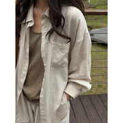 Women Linen Long Sleeve Shirt