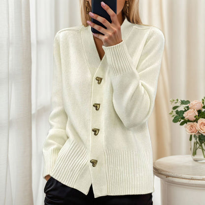 V-Hals Knoopvest in Dikke Polyester Tricot