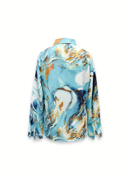 Damesblouse met abstracte print en knoopsluiting
