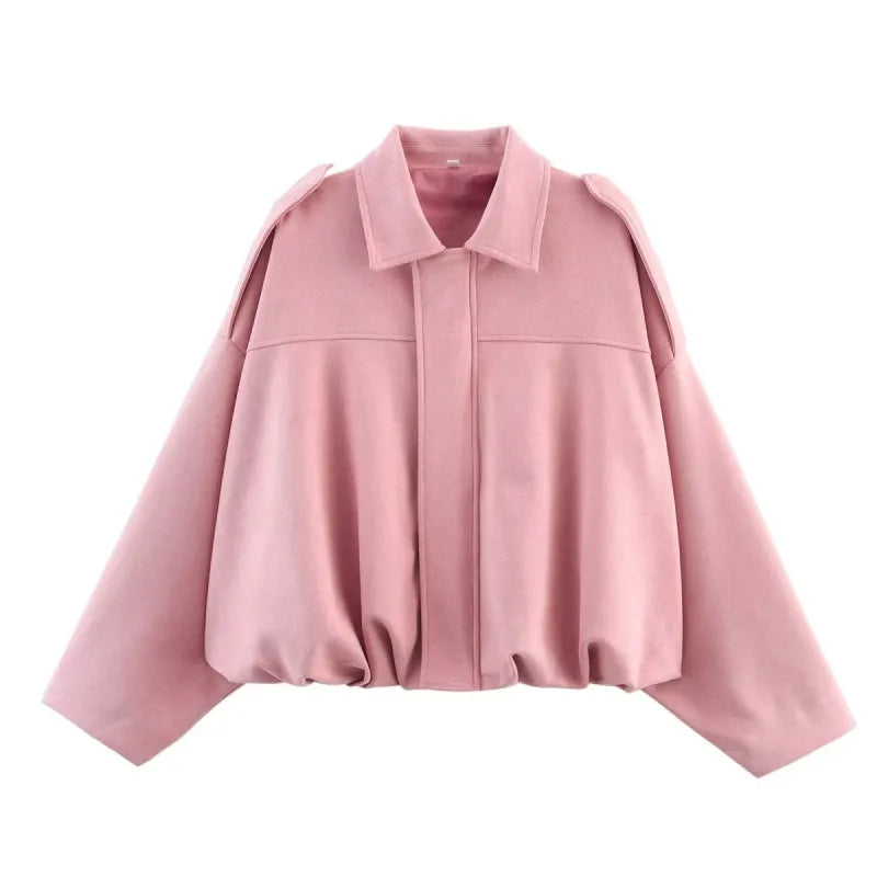 Short Jacket with Pointed Collar and Shoulder Loops