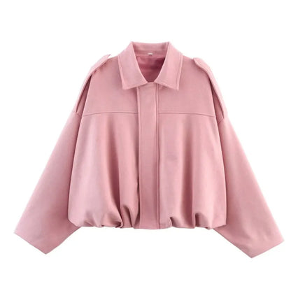 Short Jacket with Pointed Collar and Shoulder Loops