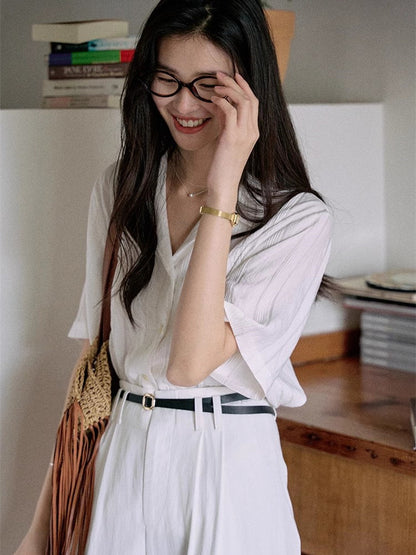 Loose Short Sleeve Cuban Collar Shirt