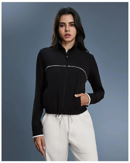 Track Jacket with Stand Collar and Full Zip