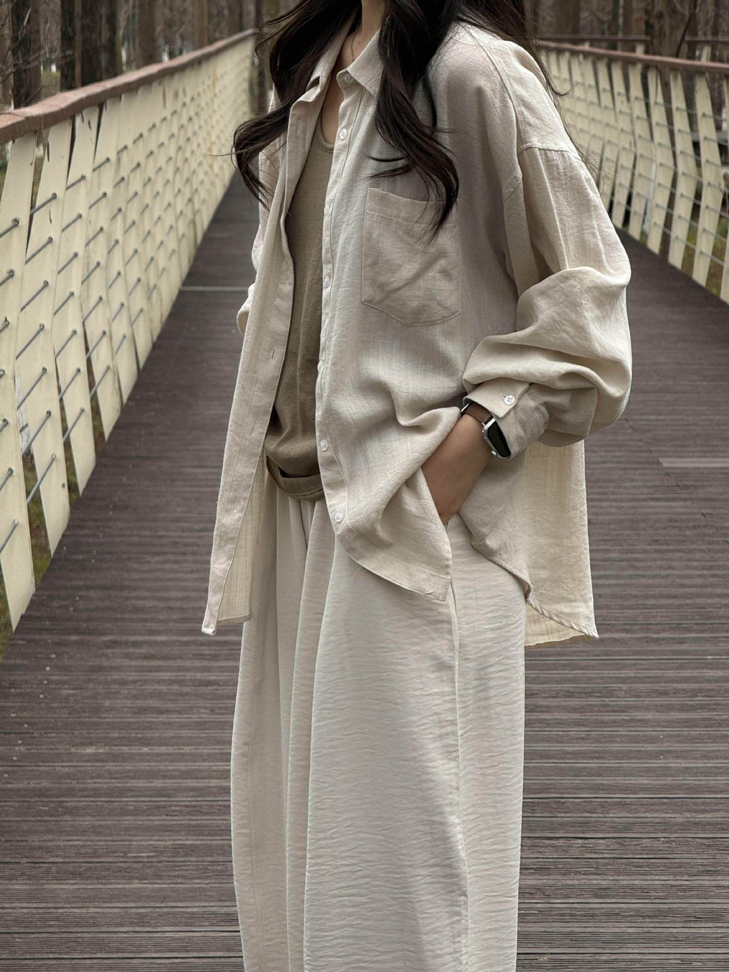 Women Linen Long Sleeve Shirt