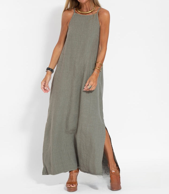 A halter-neck dress