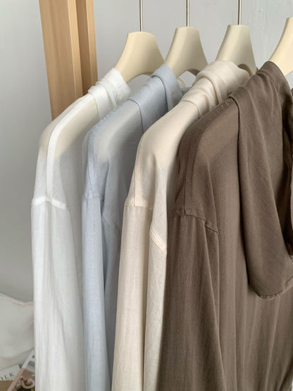 Lyocell Linen Hooded Zip-Up Shirt