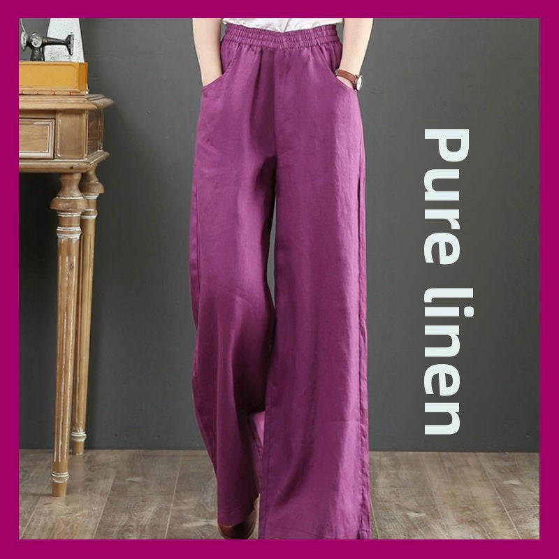 Womens Linen Cotton Wide Leg Pants