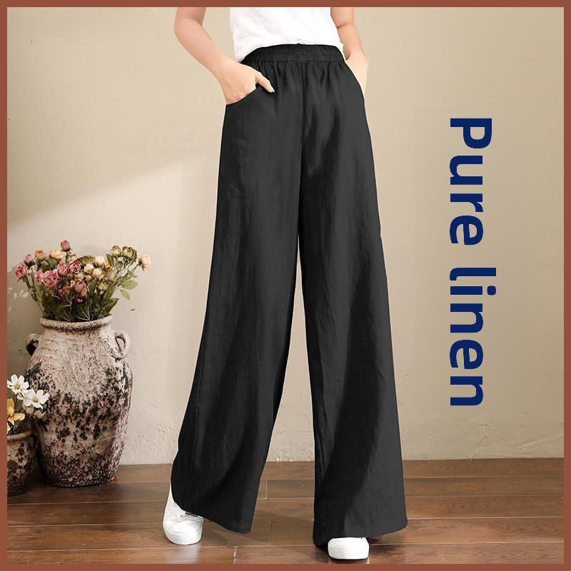 Womens Linen Cotton Wide Leg Pants