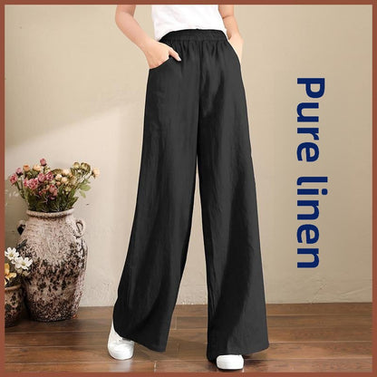 Womens Linen Cotton Wide Leg Pants