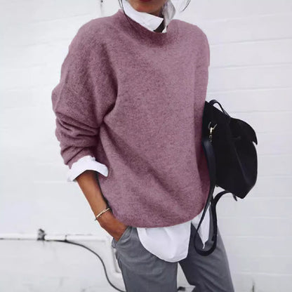 Oversized Round-Neck Pullover in Soft Knit