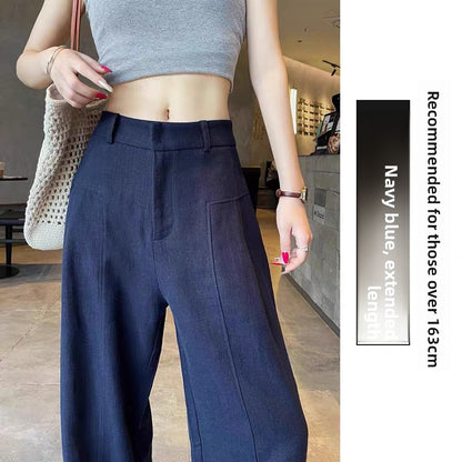 Womens High Waisted Linen Wide Leg Trousers