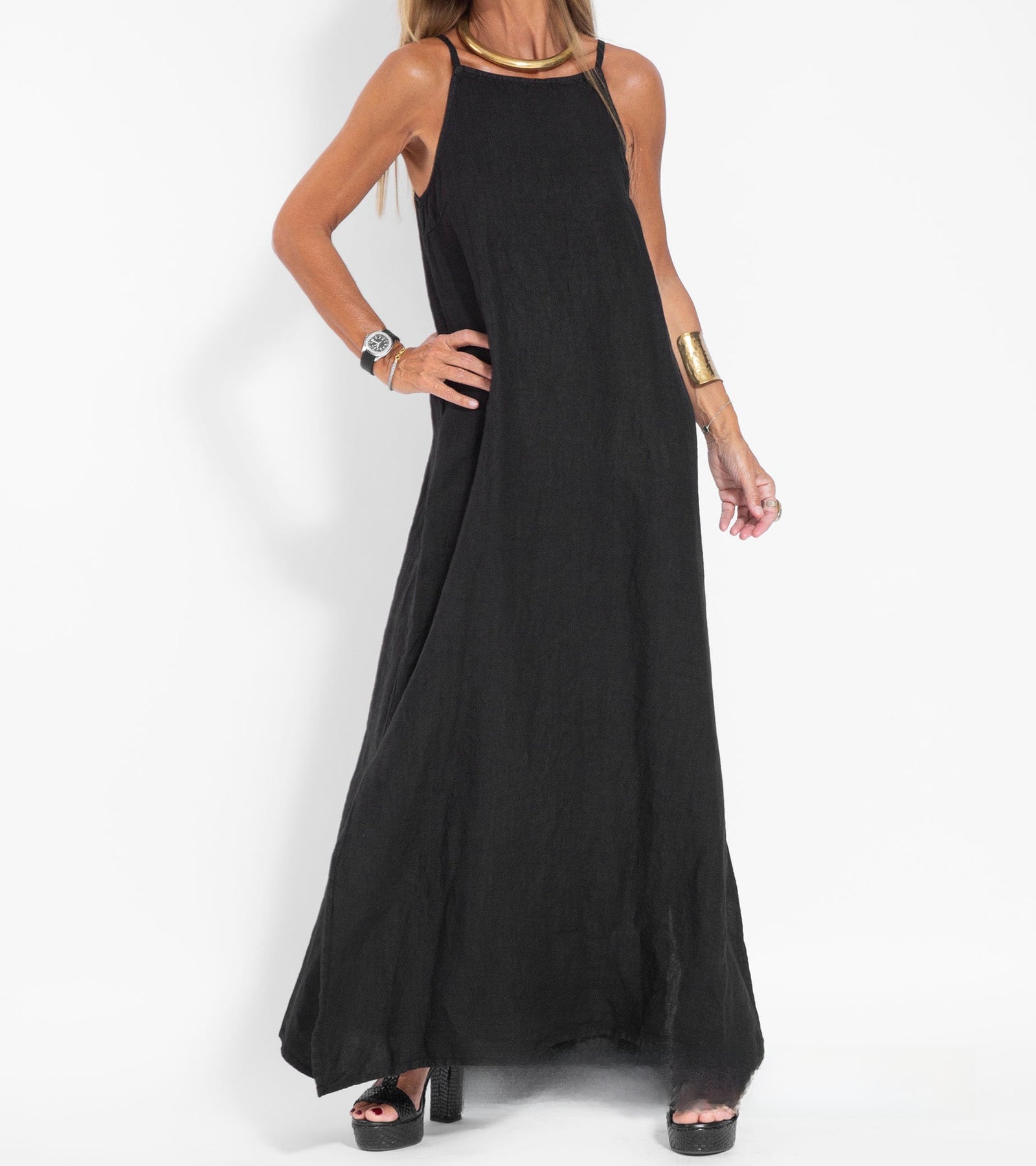 A halter-neck dress