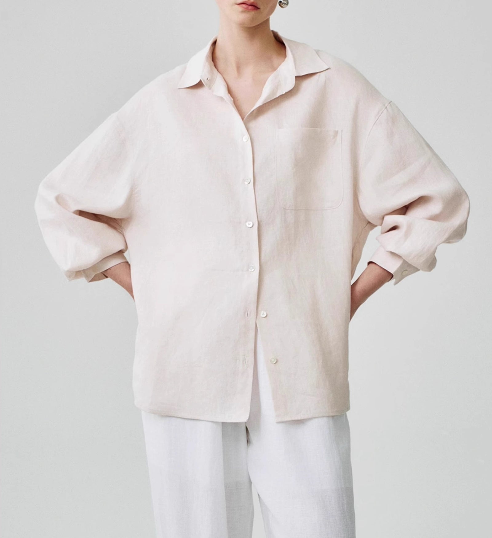 Women's Linen Shirt Long Sleeve Relaxed Fit