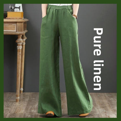 Womens Linen Cotton Wide Leg Pants