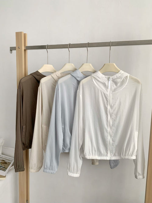 Lyocell Linen Hooded Zip-Up Shirt
