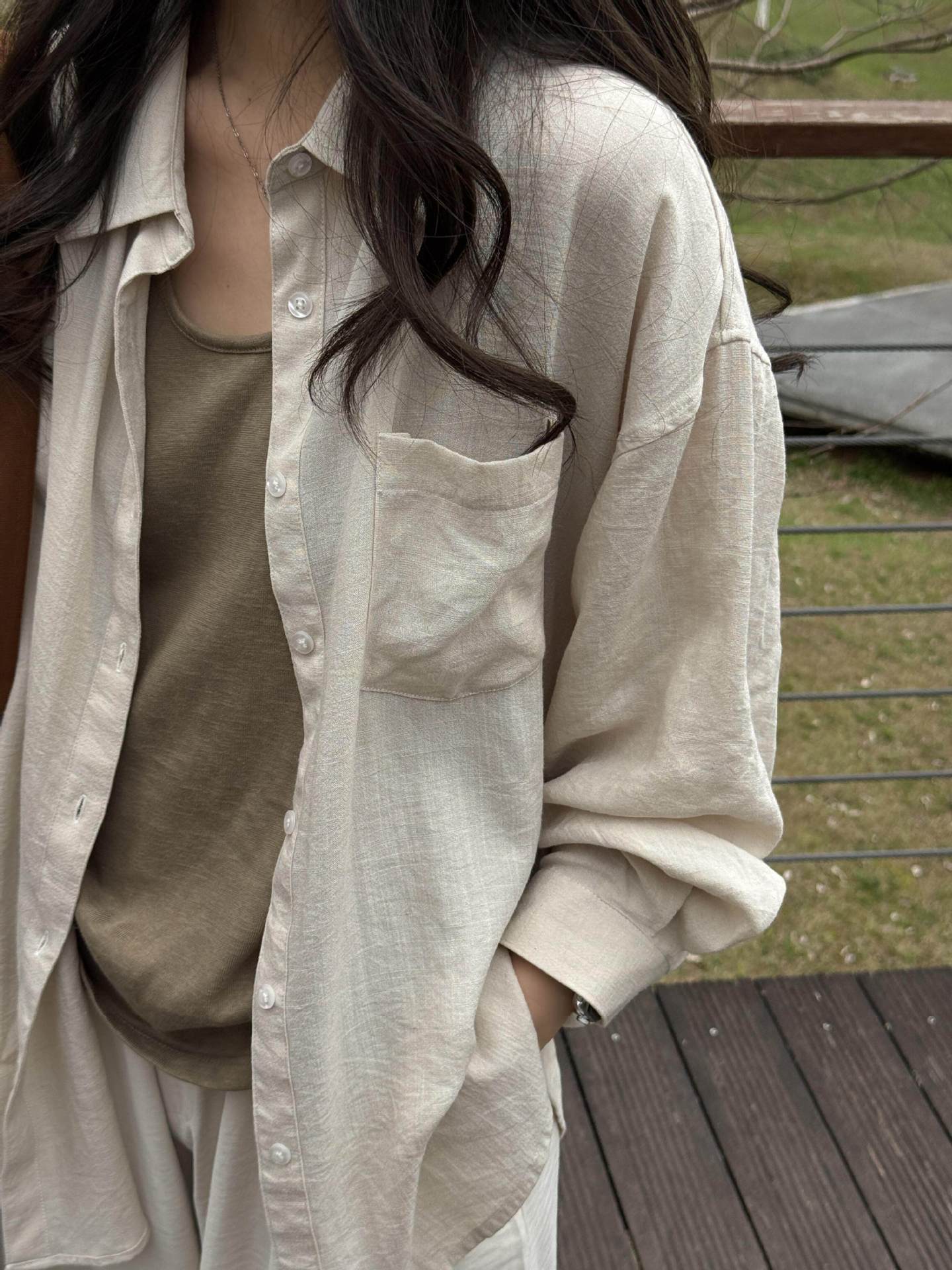 Women Linen Long Sleeve Shirt