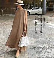 Linen Blend Round Neck Sleeveless Mid-Length Dress