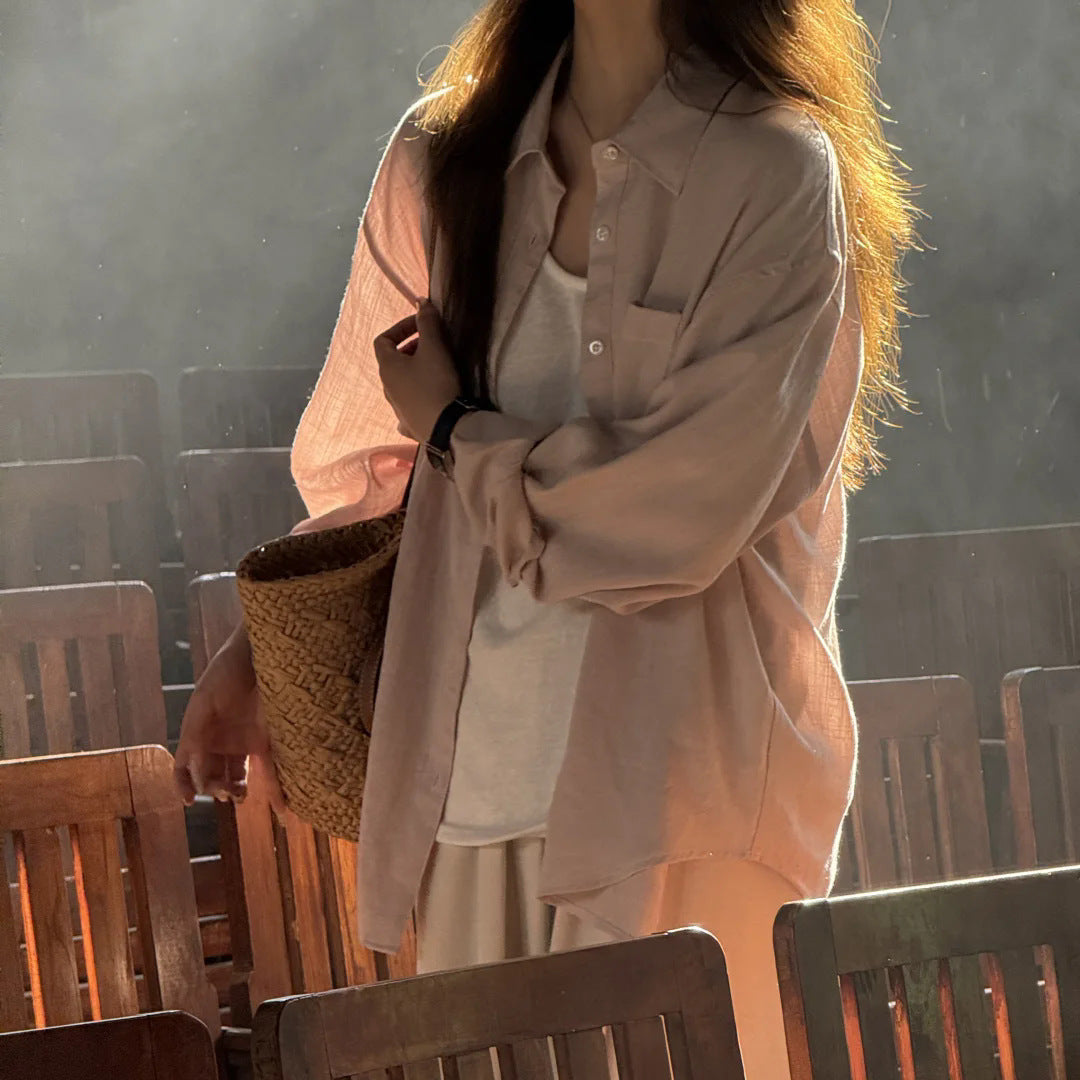 Women Linen Long Sleeve Shirt