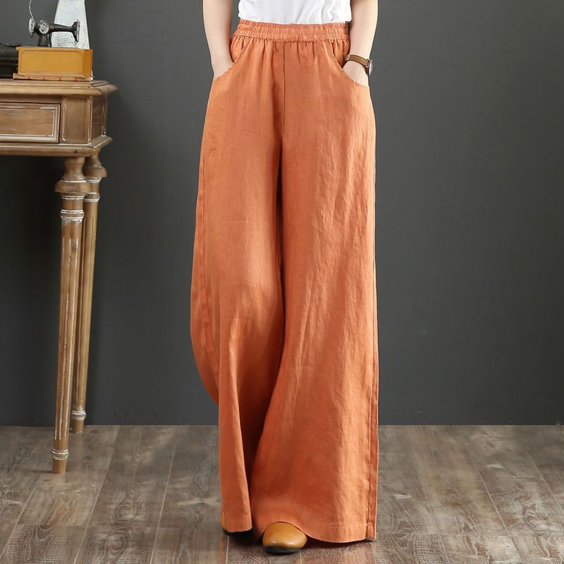 Womens Linen Cotton Wide Leg Pants