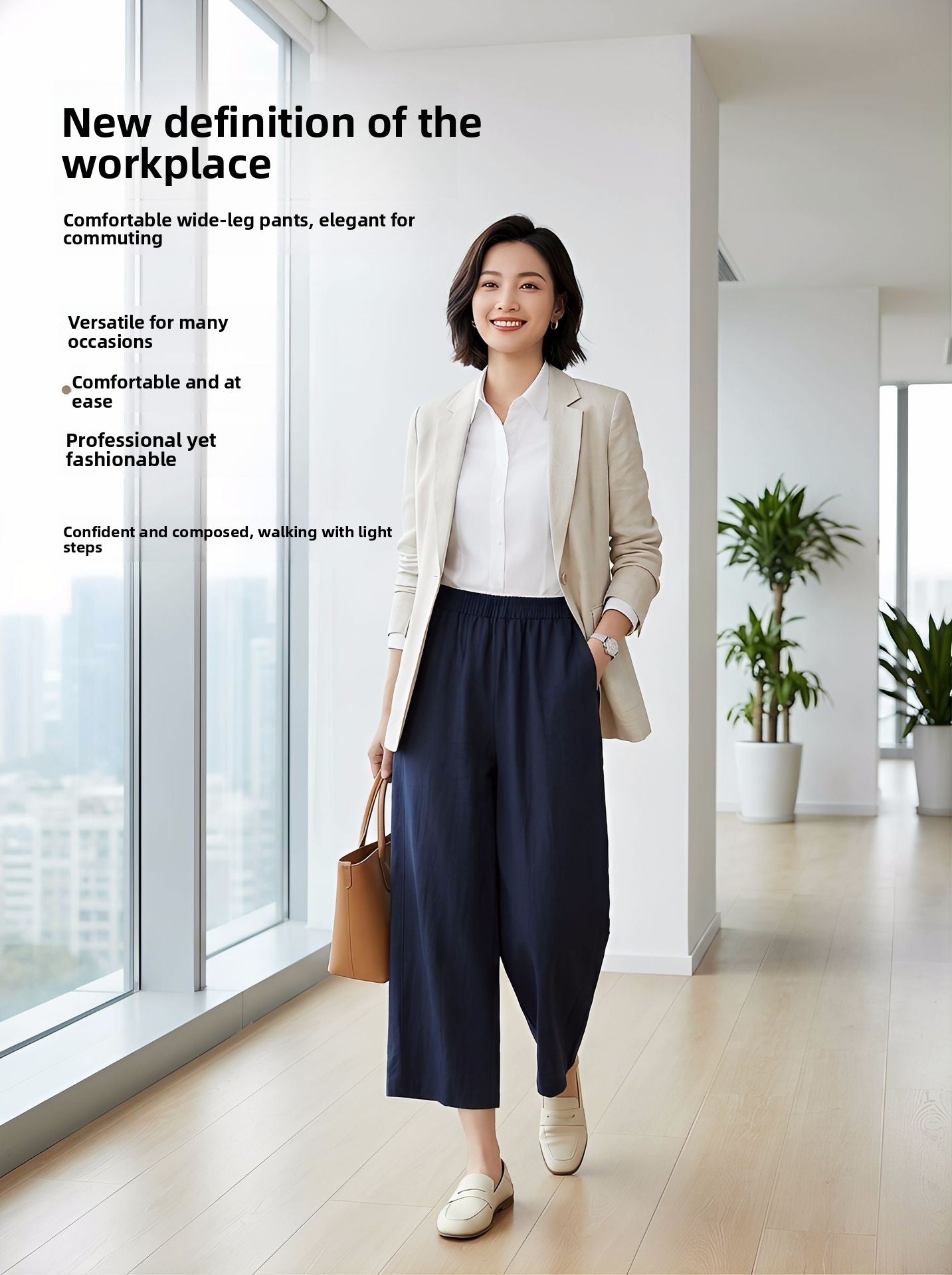 Womens Tencel Linen Wide Leg Casual Pants