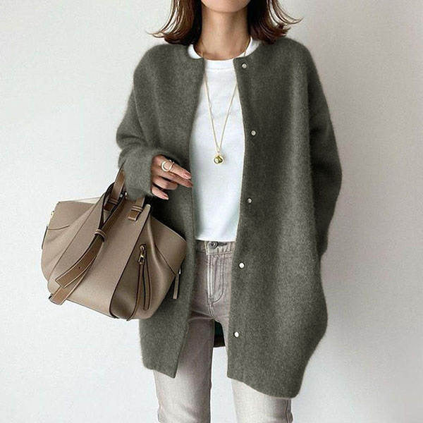 Lange Ronde Hals Vest in Zachte Tricot