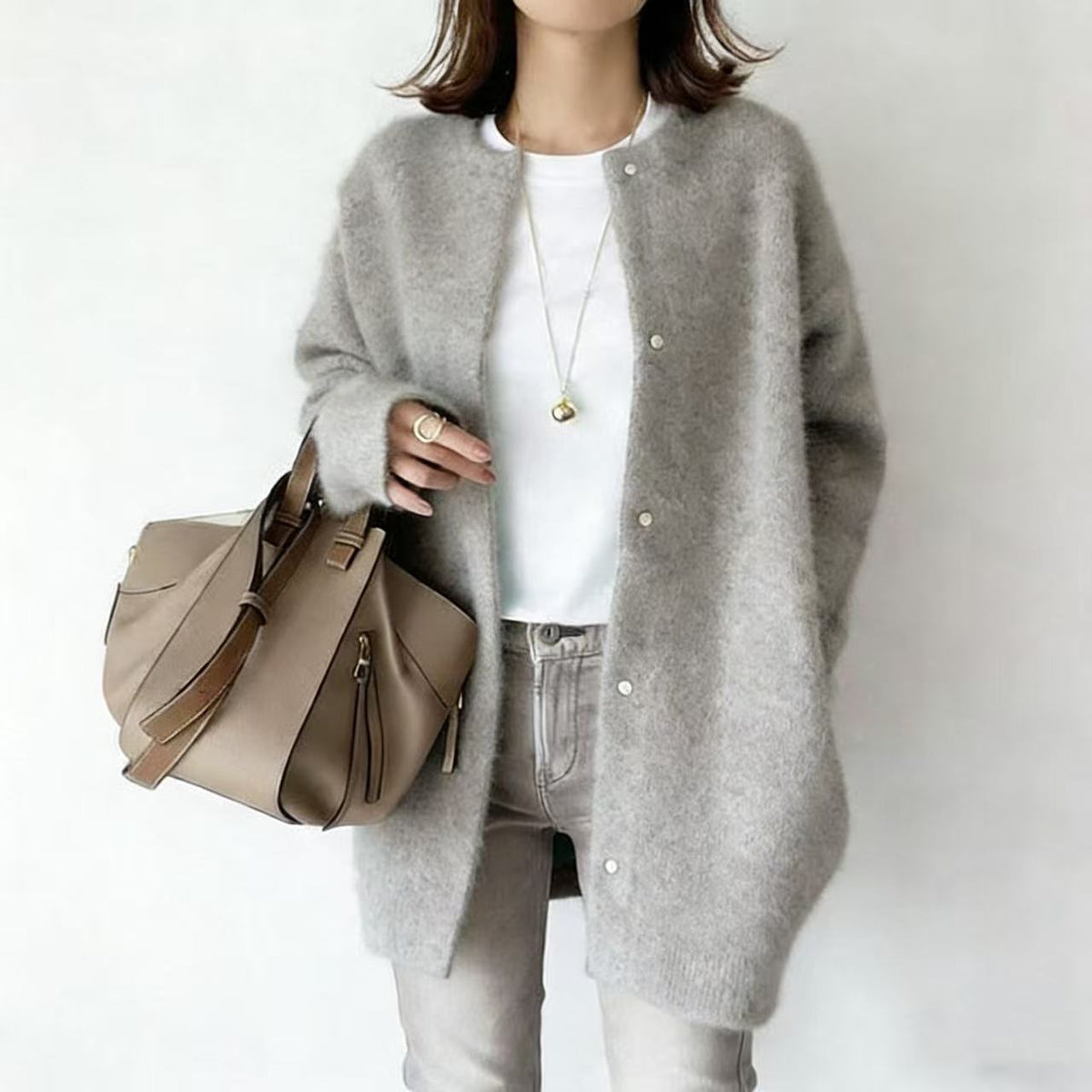 Lange Ronde Hals Vest in Zachte Tricot