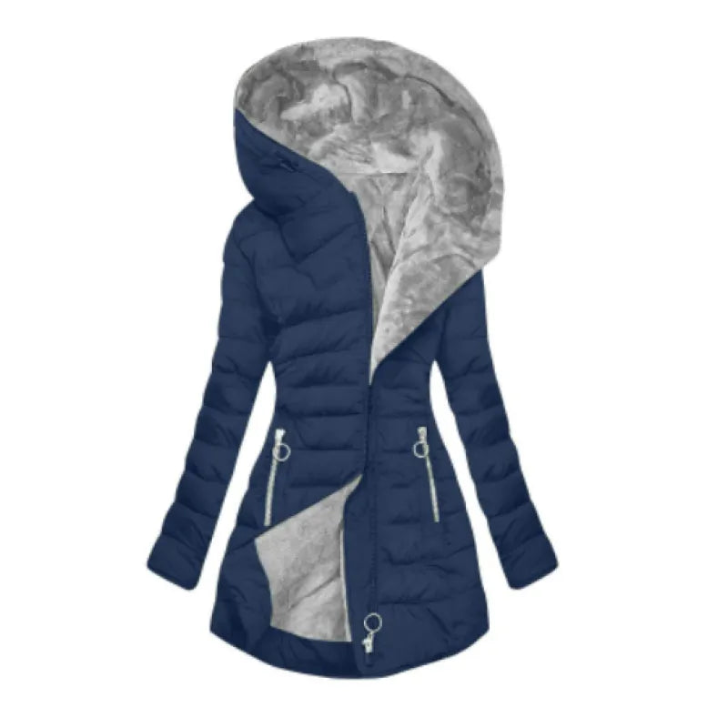 Dames gewatteerde winterjas met capuchon