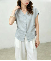 French Style Linen Shirt for Women Summer
