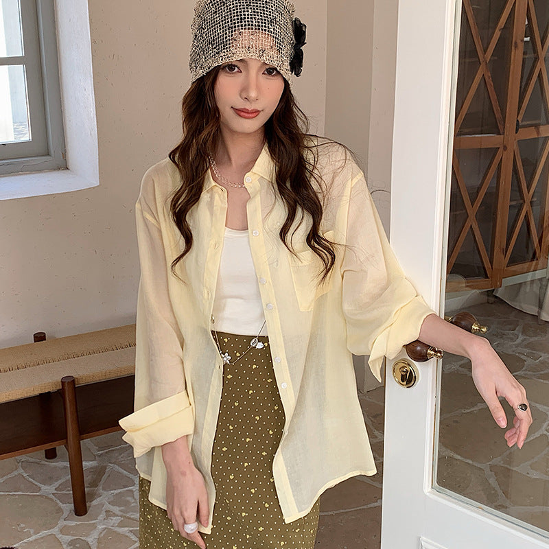 Womens Lyocell Linen Button-Up Shirt