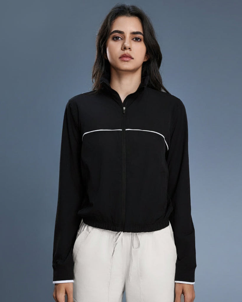 Track Jacket with Stand Collar and Full Zip