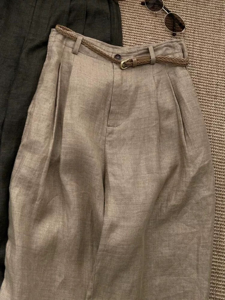 Womens Linen Wide Leg Pants